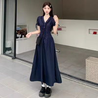French Hepburn-style V-neck Dress For Women