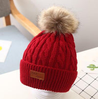 Cute wool ball knitted hat