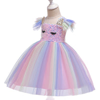 Earrings with ears, beads, ruffled sleeves, rainbow skirt