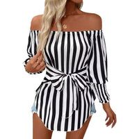 New Women's Fashion Shoulder-baring Lantern Sleeve Shirt