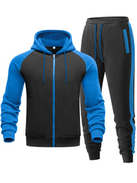 Color-block Raglan-sleeve Hooded Sweatshirt Men's Casual Sportswear