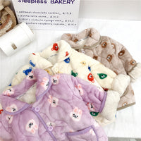 Children's Pajamas Three-layer Thickened Coral Fleece Suit