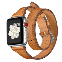 Double loop leather watch strap