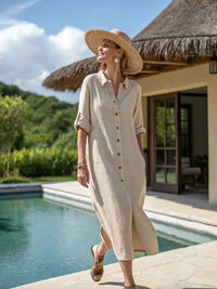 Casual Striped Chic Fashionable Retro V-Neck Elegant Womens Dress
