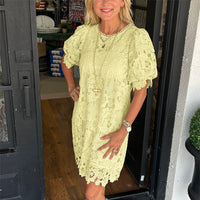 Womens Fashionable Lace Short-sleeve Dress