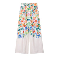 Cotton And Linen Floral Print Women's Shirts And Pants For Vacation