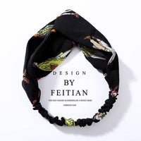 Fabric cross-knotted bow chiffon floral headband