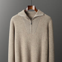 Men's Half Zipper Ingot Needle Thickened Casual Business Long Sleeve Warm Sweater