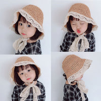 Korean Version Ins Lace Bow Straw Hat Foldable