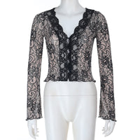 Sexy Fashionable Lace Slim-fit Long Sleeve For Women
