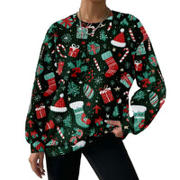 Digital Printing Pattern Shading Fashion Trend Round Neck Long Sleeve Sweater