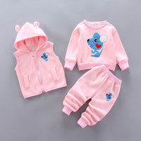 Three-piece cartoon bear with velvet thickening