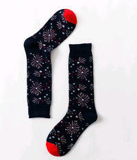 autumn and winter women's socks, tube art fireworks, national wind painting, female socks, cotton personality, colorful socks, female new
