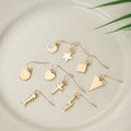 Classic Ball-Hook Geometric Lightning Heart Earrings