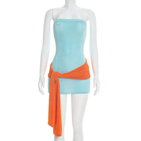 Women's Solid-Colored Patchwork Sheath Dress