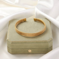 Irregular Knitted Cable-Design Open Womens Fashionable Stainless Steel Bracelet
