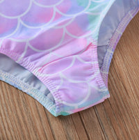 Fish scale printed petal one-piece swimsuit girl XH1826