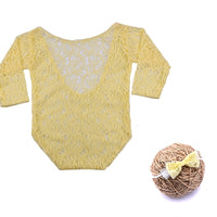 Baby Lace Romper Bowknot Hair Tie Set