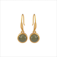 Sterling Silver Gold Plated Hetian Jade Exquisite Earrings Simple Fashion Gold Earrings
