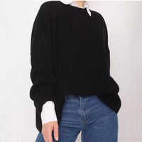 Spring And Autumn Loose Solid Color Knitted Pullover Sweater
