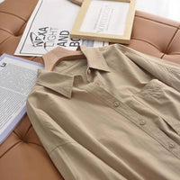 Pure Cotton Long-sleeve Shirt Womens Loose-fitting Casual All-match Style