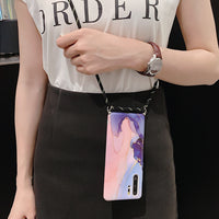 Marble pattern phone case with lanyard