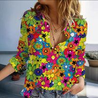 Fashion Casual Shirt Digital Printing Lapel Long Sleeve Shirt