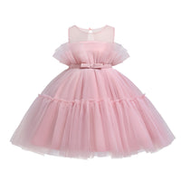Girls Korean Style Mesh Princess Dress Bow Tutu Skirt