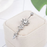 Round Inlaid Zircon Belly Button Umbilical Ring