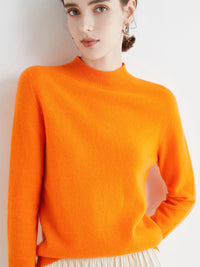 Half High Collar Pure Wool Women's Long Sleeved Knitted Base Sweater