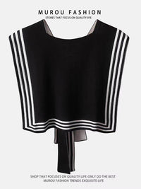 Women's Korean-style Spring And Autumn Knitted Decorative Shirt With Shoulder Paisley Fake Collar