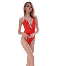 USA SIZE Summer explosion models Europe and the United States sexy deep V sling backless swimsuit three color three yards