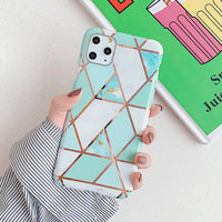 Electroplated geometric marble phone case