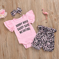 Girls short-sleeved leopard print pants three-piece suit