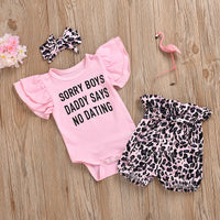 Girls short-sleeved leopard print pants three-piece suit