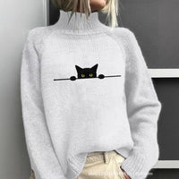 Womens Color-Block Printed AutumnWinter High-Neck Long-Sleeve Top For Independent Stores