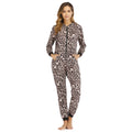 Women's Leopard Print Sweater Jumpsuit Pajamas Home Wear