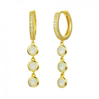 Silver Needle Chain Opal Earrings