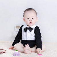 Black long-sleeved romper fake two-piece baby onesies