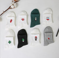 Japanese and Korean Harajuku Cartoon Embroidered Socks Creative Men and Women Couple Socks Cotton Socks