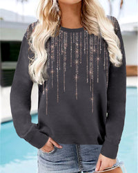 Women's Long-sleeved Sweatshirt With Printed Star Pattern