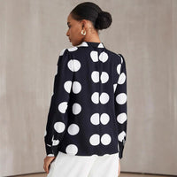 Versatile Polka-dot Long-sleeve Shirt Retro Top
