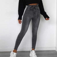 Bud high-rise belted solid color jeans