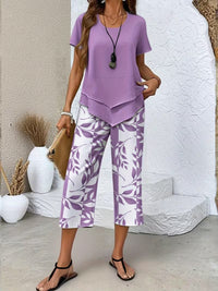 Elegant High-waisted Wide-leg Pants Two-piece Set