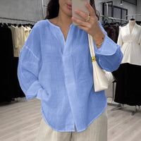 Casual Long Sleeve V-neck Regular Multicolor Women's Tops Blouse