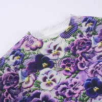 Plus Size Women's Digital Printed Round Neck Pullover Top