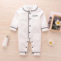 Spring And Autumn Solid Color Baby Button Bodysuit