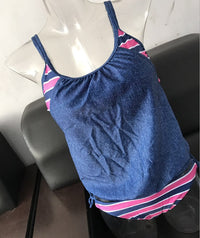 Bikini Amazon women's split stripes conservatively covered belly