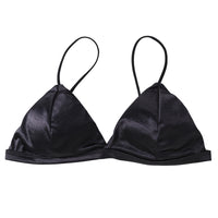 Satin Triangle Cup, String Deep V Sling, Adjustable Shoulder Strap Bra