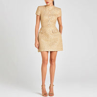 Fashionable Short-Sleeve Stand-Collar Dress For Women